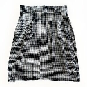 Vintage 90s P.J. Casole Houndstooth High Waist Pleated Skirt Women S Made in USA